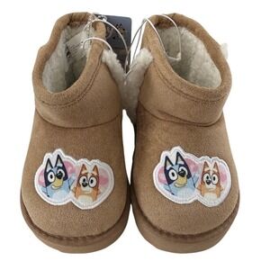 Bluey Toddler Tan EVA Winter Slipper Boots Faux Fur Lined Character‎ Shoes New